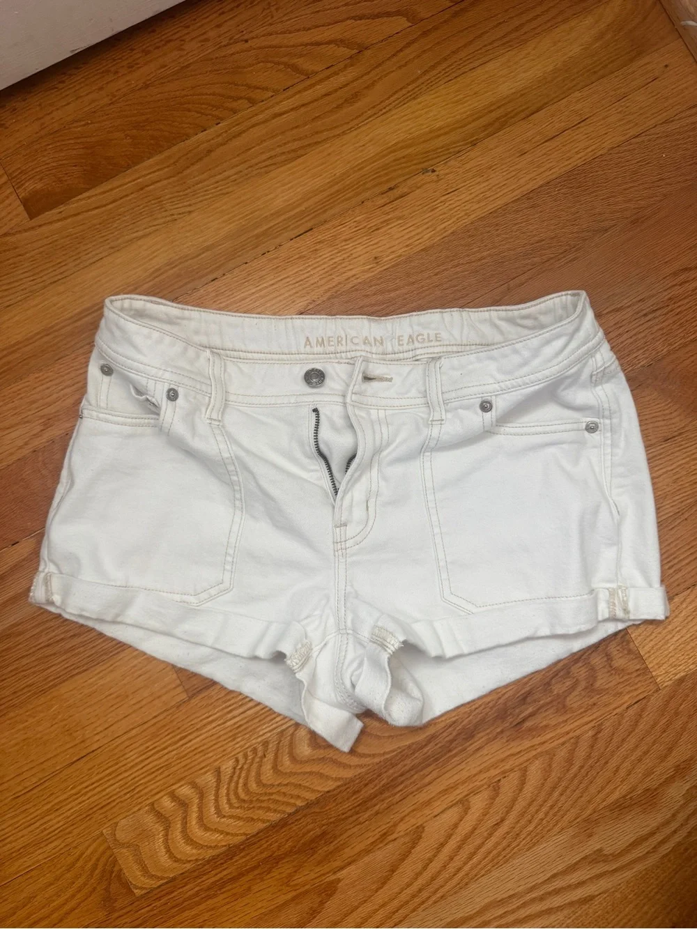 American Eagle Outfitters White Denim Short Shorts